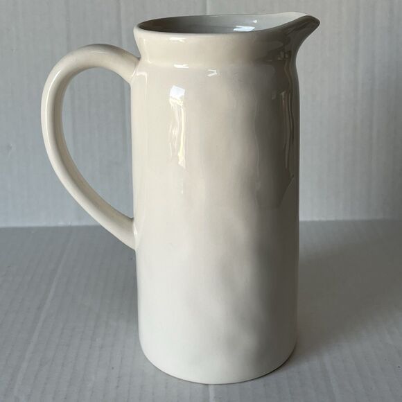 Rae Dunn Tall Ivory Ceramic Farmhouse POUR. Icon Graphic Beverage Carafe Pitcher - Picture 2 of 10
